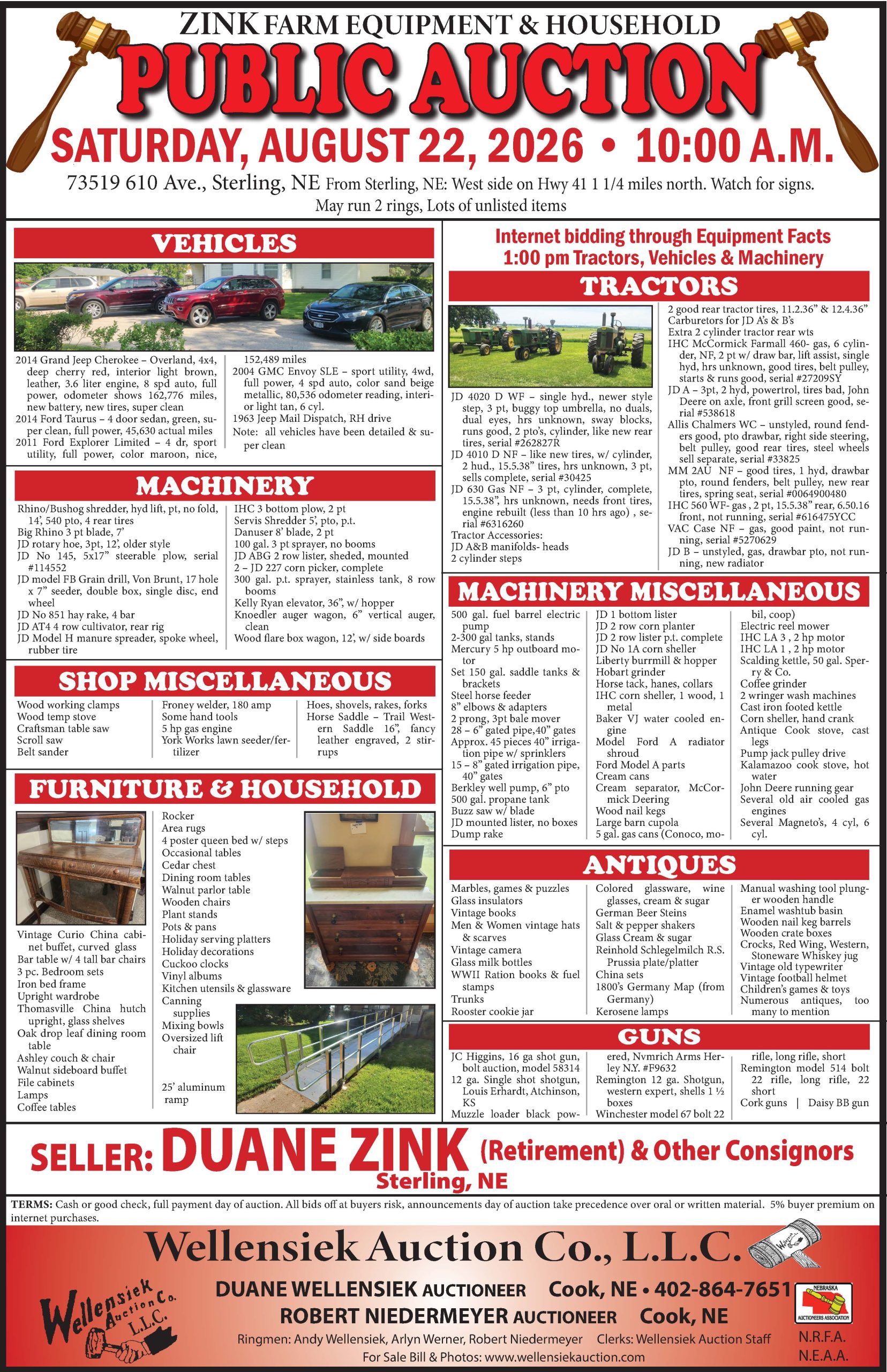 Zink Farm Equipment & Household Auction